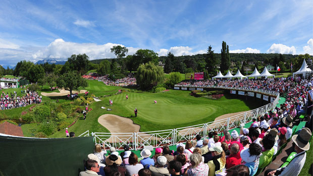 Gallery at 18th green Evian Masters 2011.