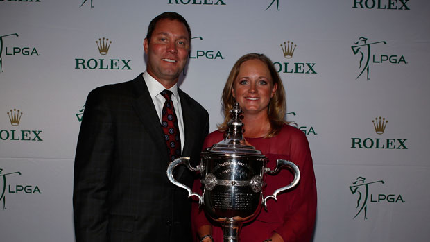 Stacy Lewis poses with Commissioner Mike Whan