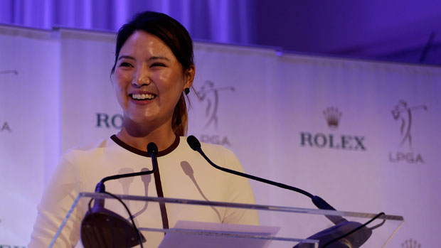 So Yeon Ryu gives her acceptance speech for the Louise Suggs Rolex Rookie of the Year Award