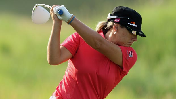 Karen Stupples during a practice round prior to the start of the 2012 U.S. Women's Open