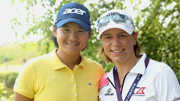 Yani Tseng and Annika Sorenstam during a practice round prior to the start of the 2012 U.S. Women's Open