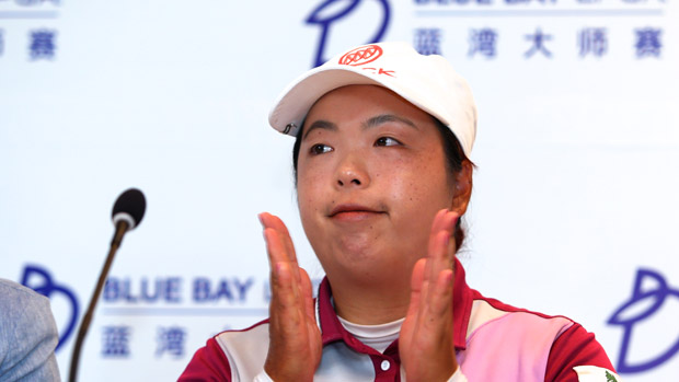 Shanshan Feng prior to the start of the 2014 Blue Bay LPGA