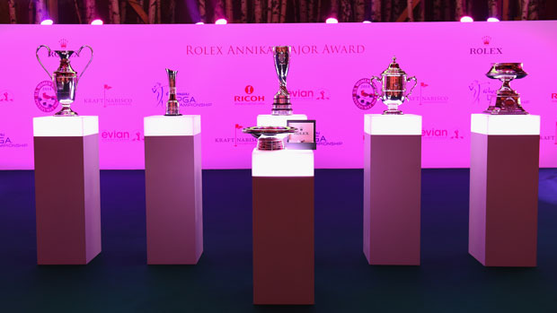 Major Championship Trophies during the Rolex Annika Major Award Ceremony