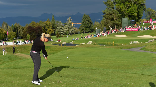 Suzann Pettersen during the second round of the 2014 Evian Championship