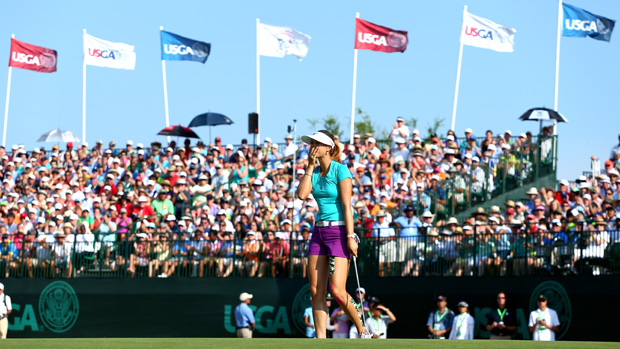 Michelle Wie celebrate during the final round of the U.S. Women's Open