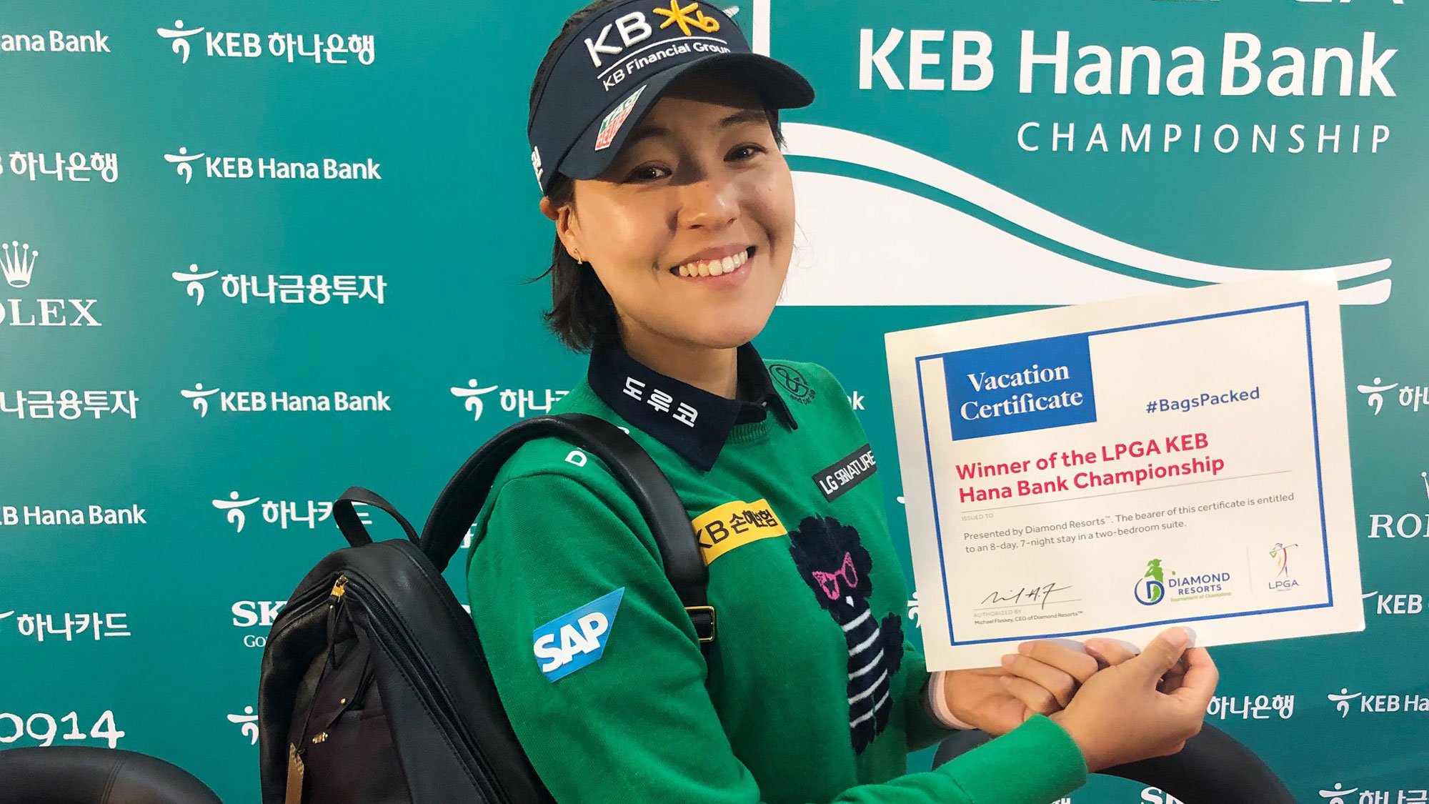 In Gee Chun has her #BagsPacked for the 2019 Diamond Resorts Tournament of Champions presented by Insurance Office of America after her victory at the 2018 LPGA KEB Hana Bank Championship