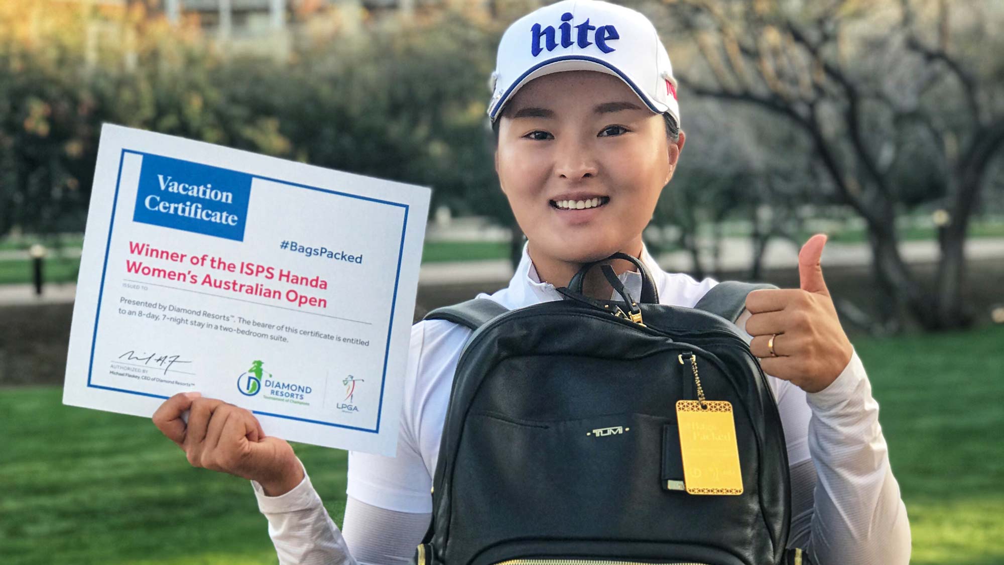 Jin Young Ko has her #BagsPacked for the 2019 Diamond Resorts Tournament of Champions after her win at the ISPS Handa Women's Australian Open