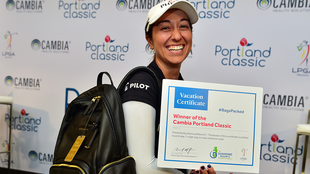 Marina Alex has her #BagsPacked for the 2019 Diamond Resorts Tournament of Champions after her first career victory at the Cambia Portland Classic
