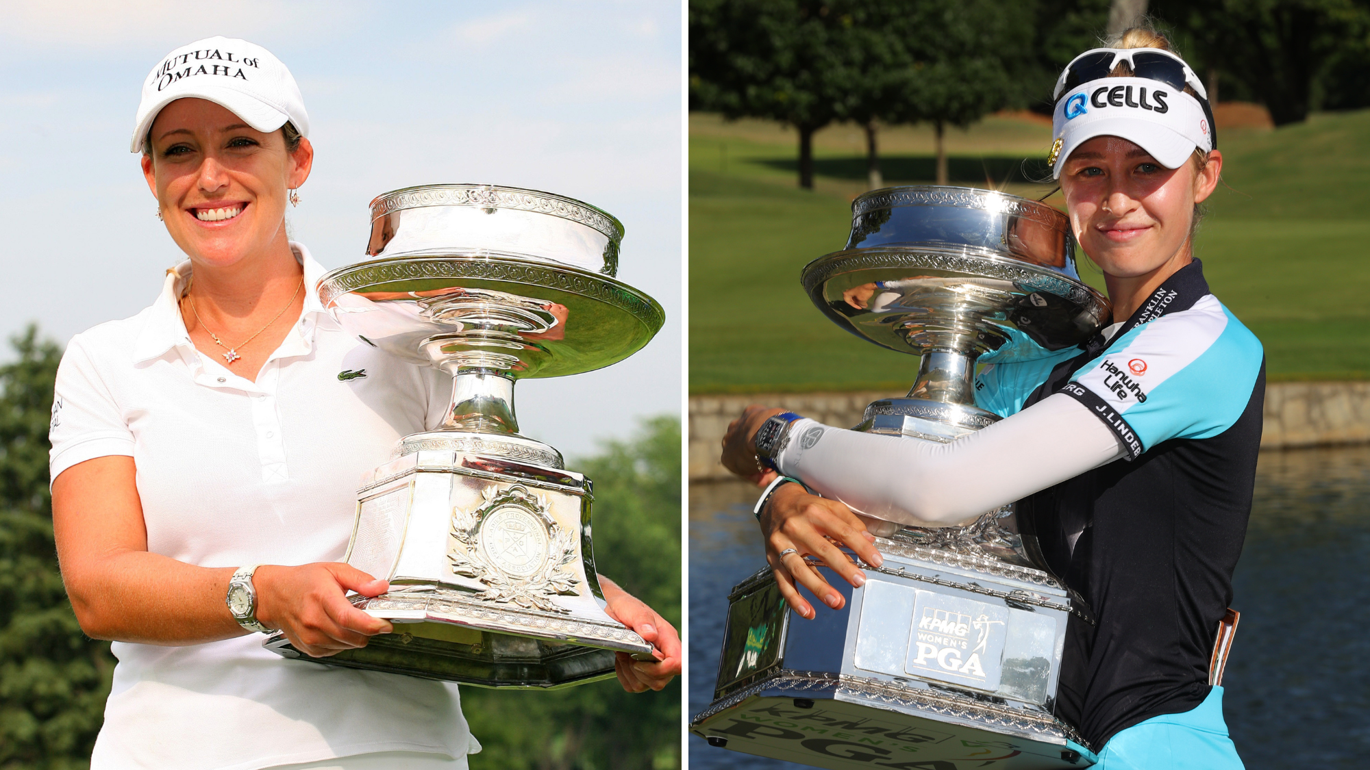 Cristie Kerr and Nelly Korda with their KPMG Women's PGA Championship trophies