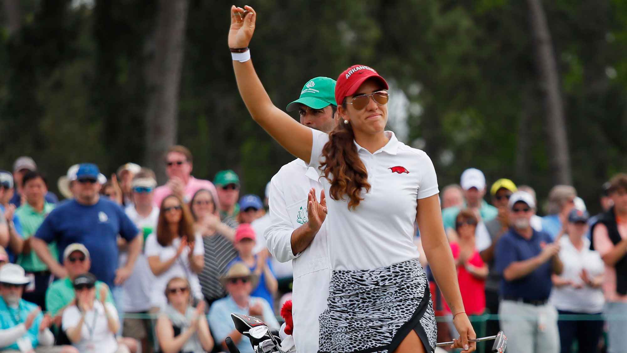 Maria Fassi of Mexico reacts on the 18th green during the final round of the Augusta National Women's Amateur at Augusta National Golf Club