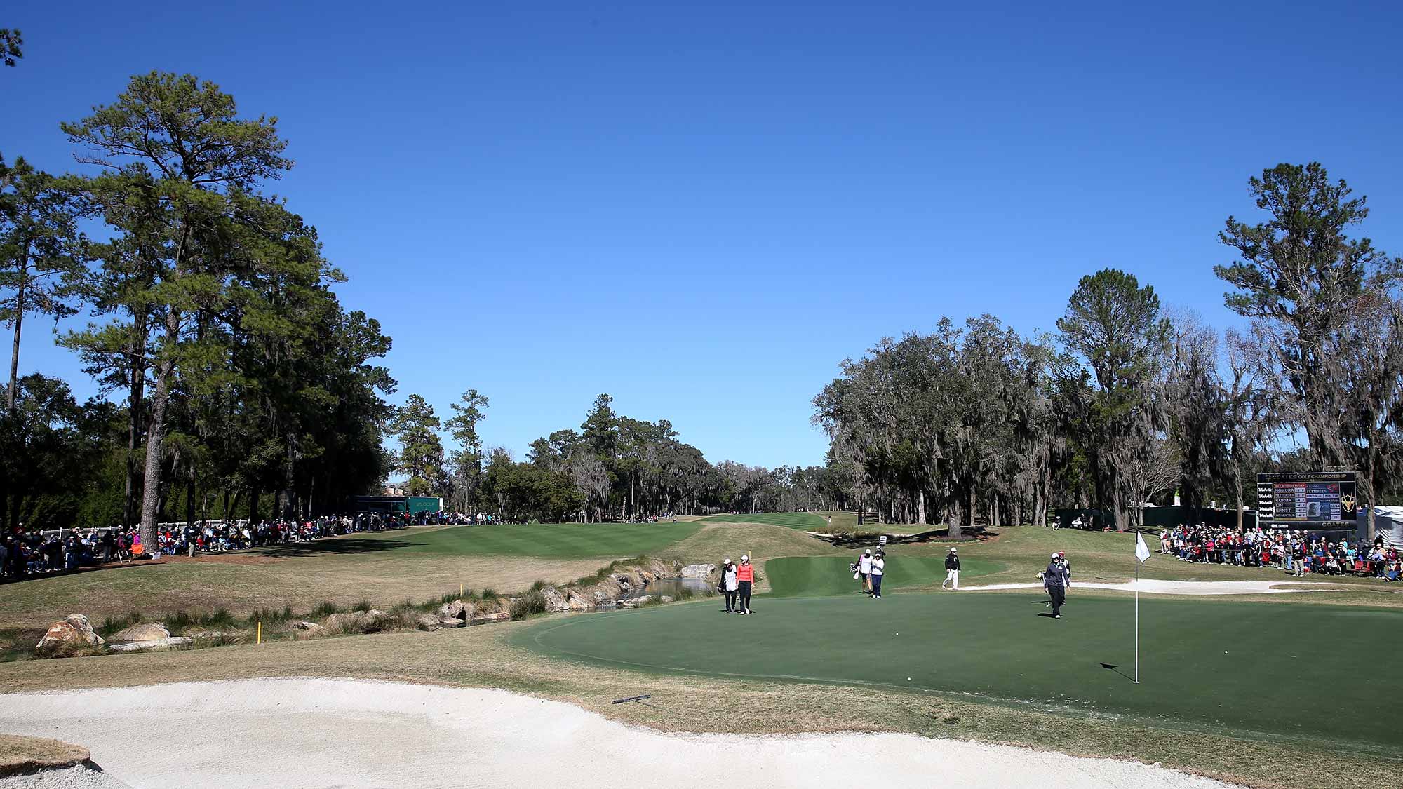 A general view of the 18th green during the continuation of the second round of the Coates Golf Championship Presented By R+L Carriers at Golden Ocala Golf Club