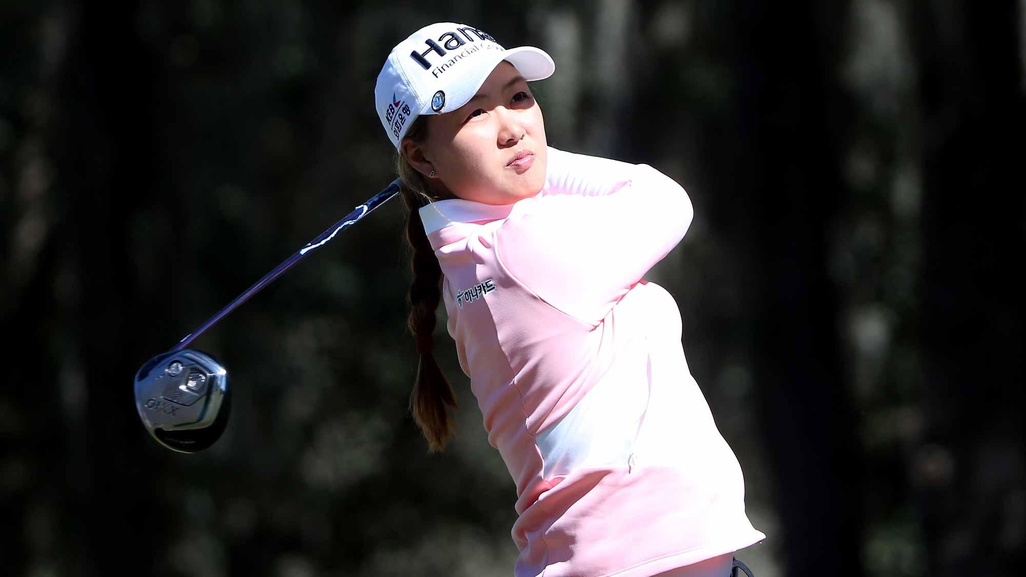 Minjee Lee of Australia plays a shot on the 18th hole during the continuation of the second round of the Coates Golf Championship Presented By R+L Carriers at Golden Ocala Golf Club