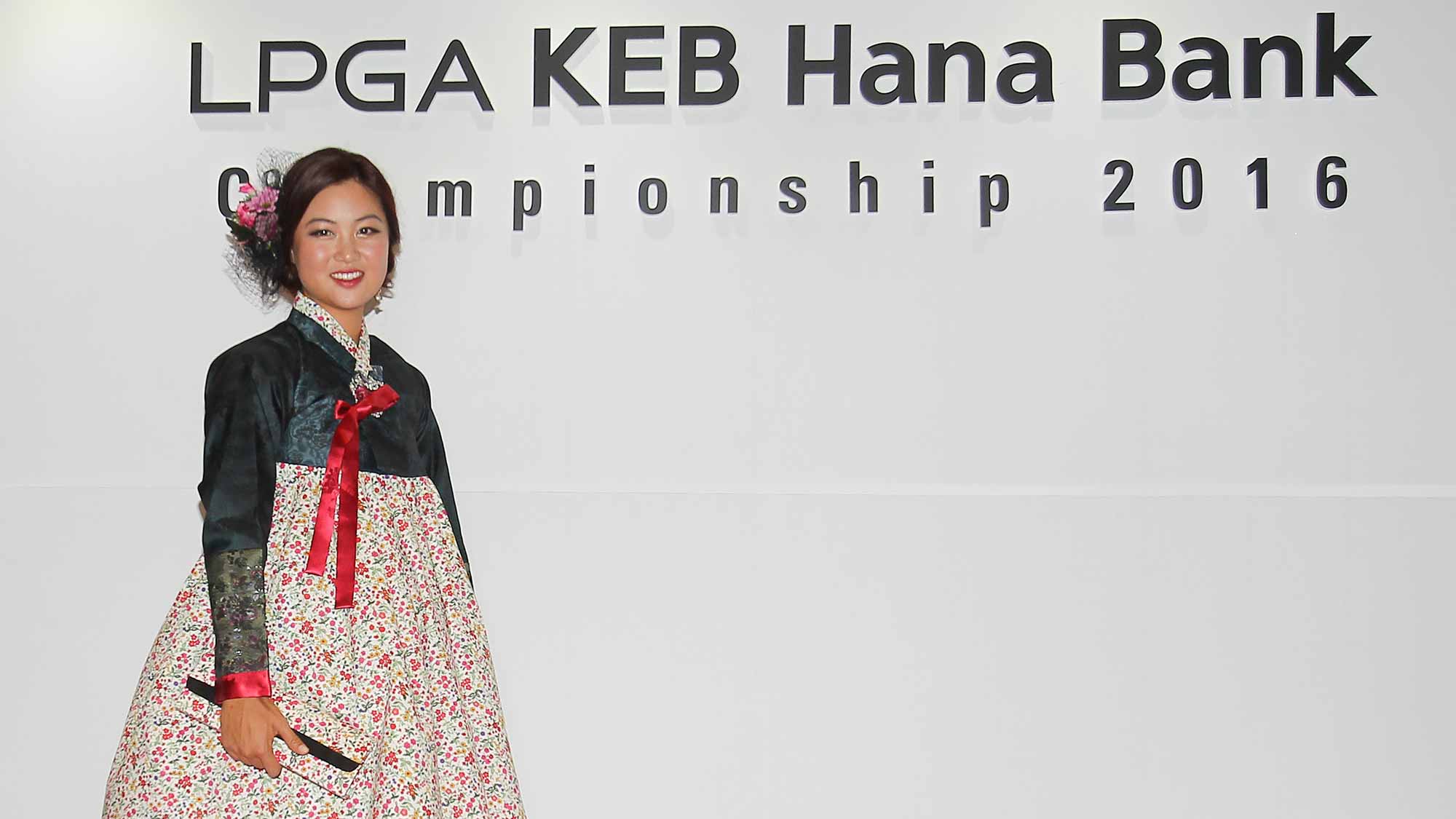 Minjee Lee poses for a photo at the LPGA KEB Hana Bank Pro-Am Party