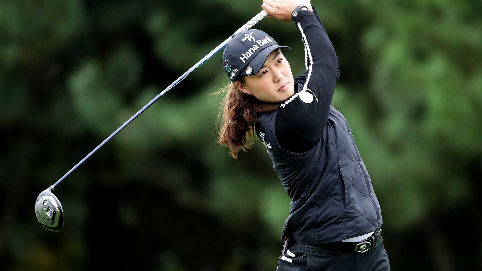 Minjee Lee of Australia plays a tee shot on the 2nd hole during the first round of the LPGA KEB Hana Bank Championship