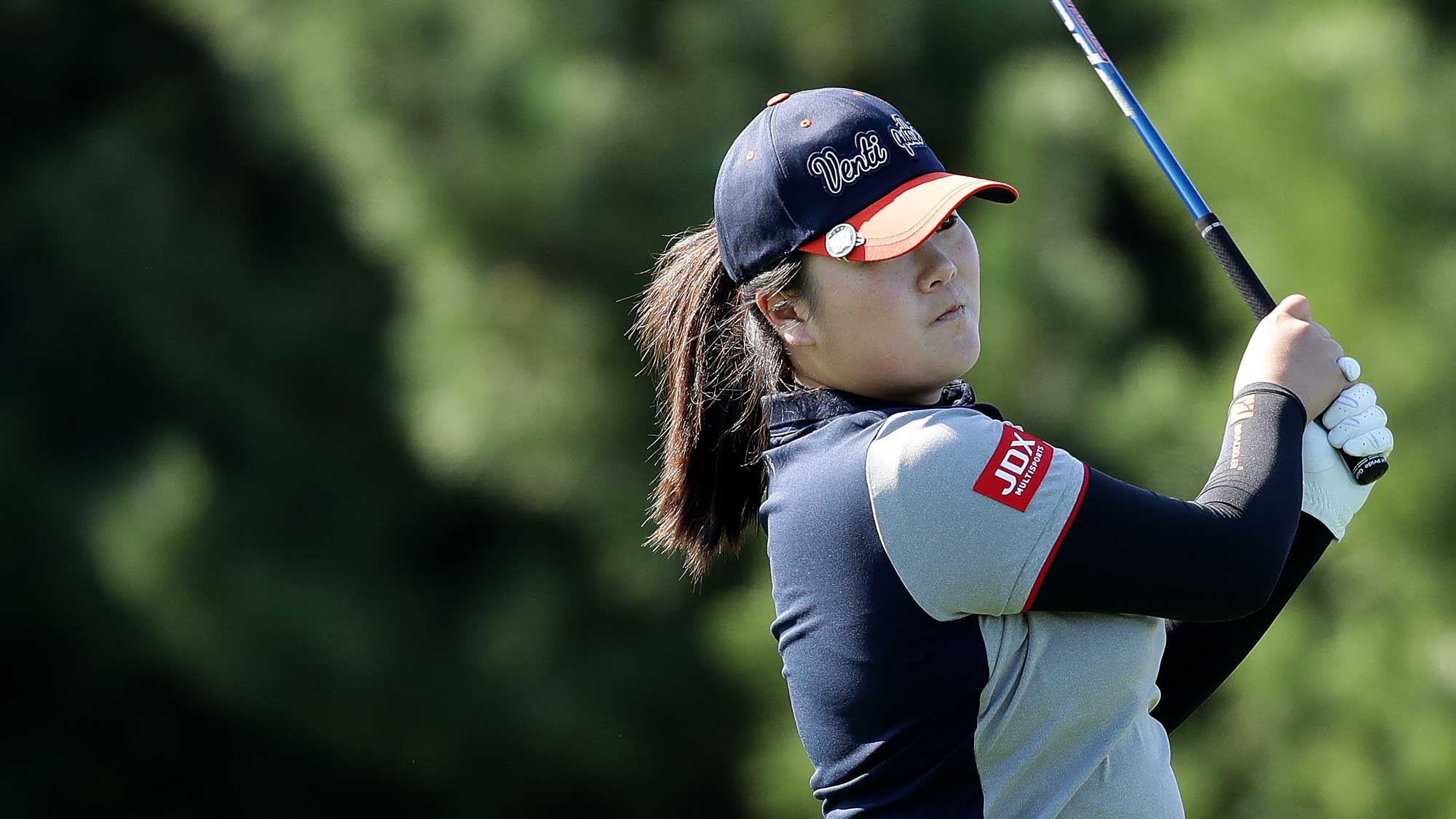 Angel Yin of United States plays a tee shot on the 2nd hole during the second round of the LPGA KEB Hana Bank Championship