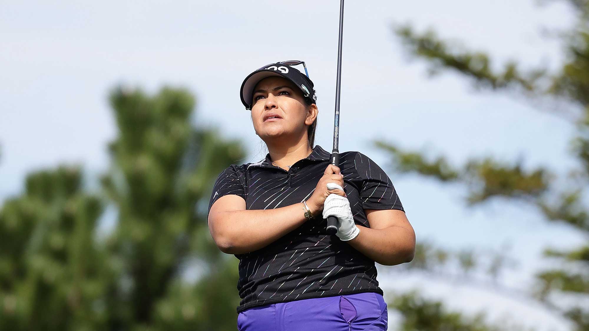 Lizette Salas of United States plays a tee shot on the 3rd hole during the final round of the LPGA KEB Hana Bank Championship