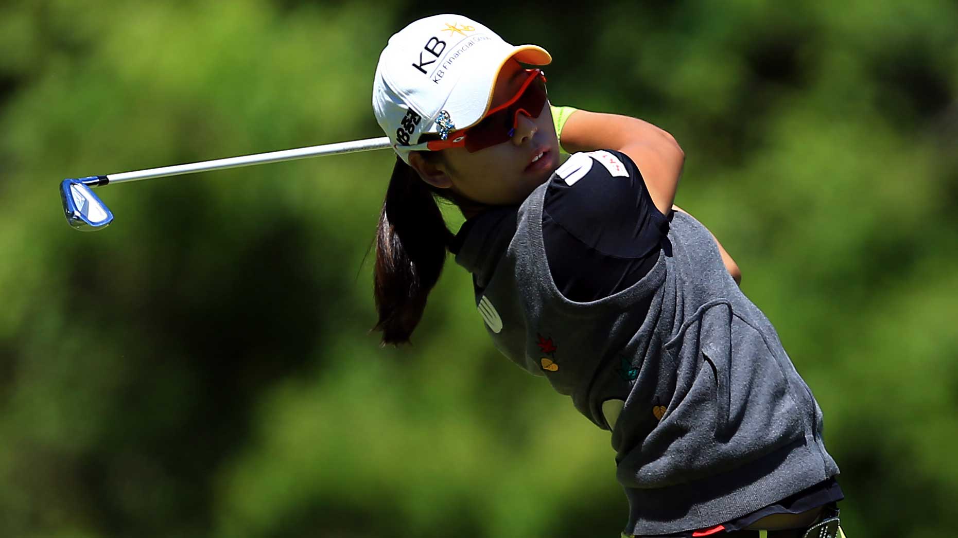 Mi Hyang Lee of South Korea hits her tee shot on the 17th hole during the first round of the Manulife LPGA Classic