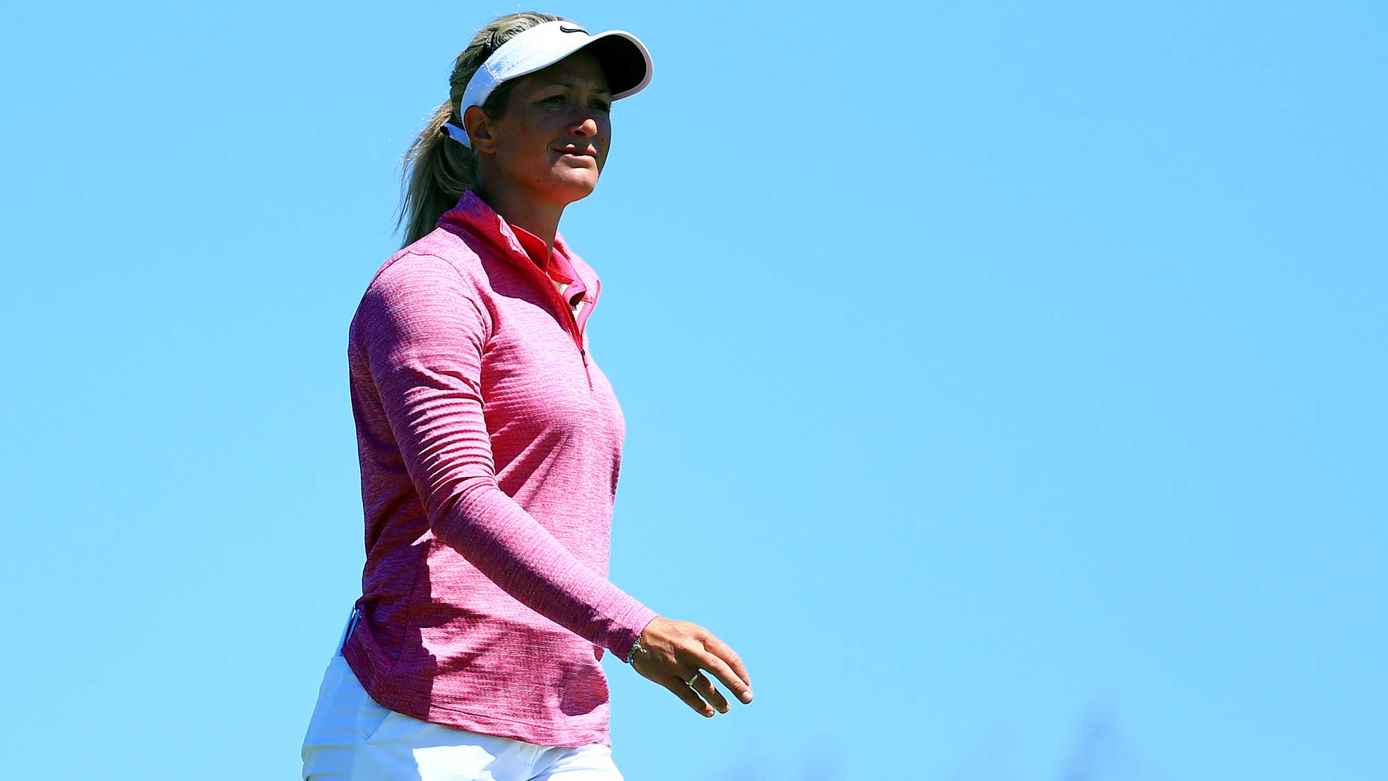Suzann Pettersen of Norway walks down the 13th fairway during the first round of the Manulife LPGA Classic