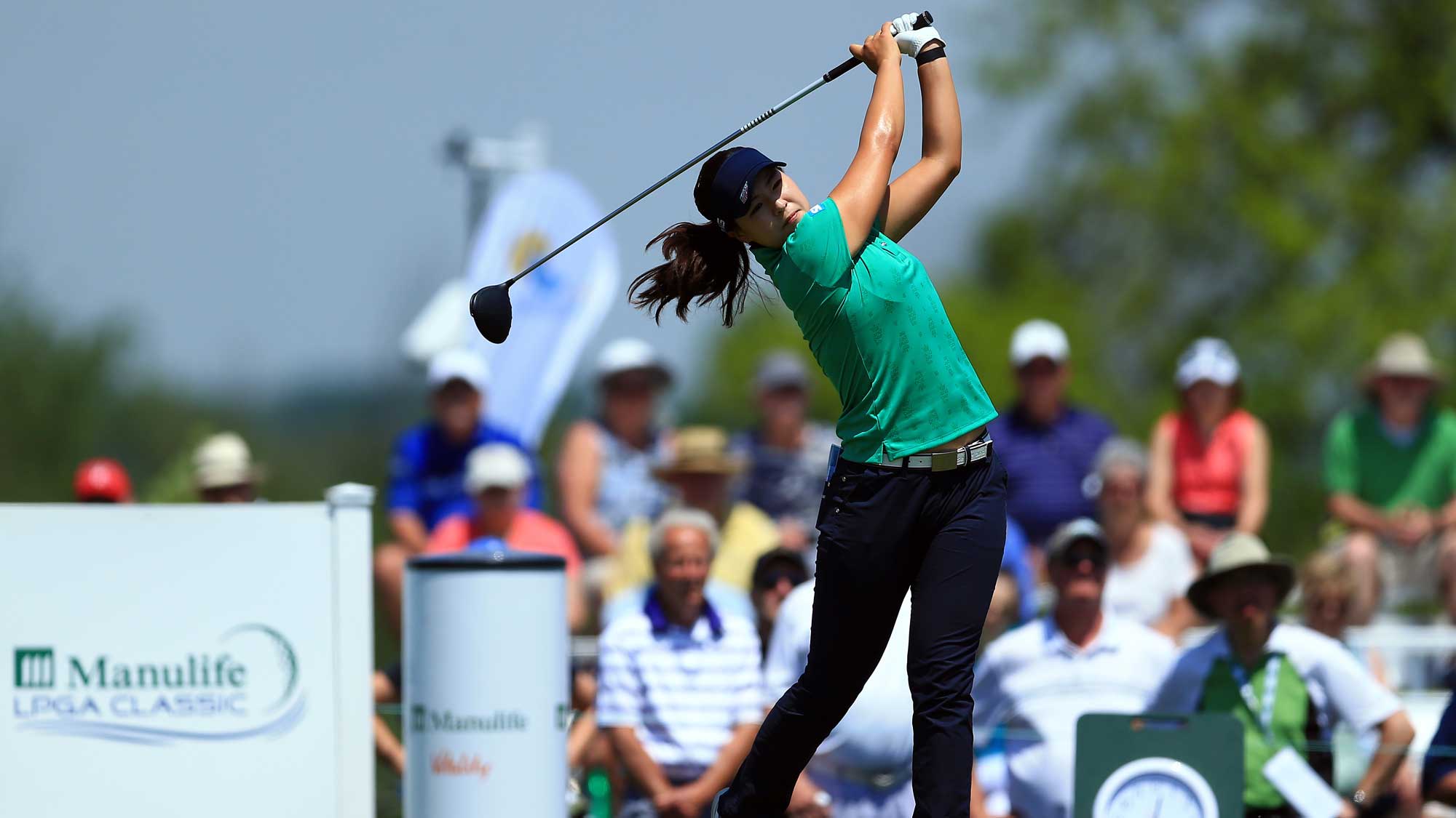 In Gee Chun of Korea hits her tee shot on the 1st hole during the third round of the Manulife LPGA Classic