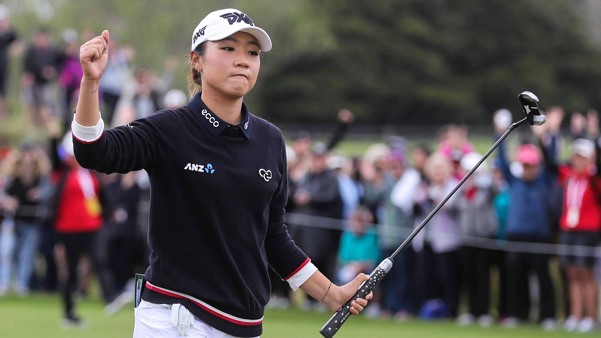 Lydia Ko Reacts To Making Putt During Third Round of MCKAYSON New Zealand Women's Open