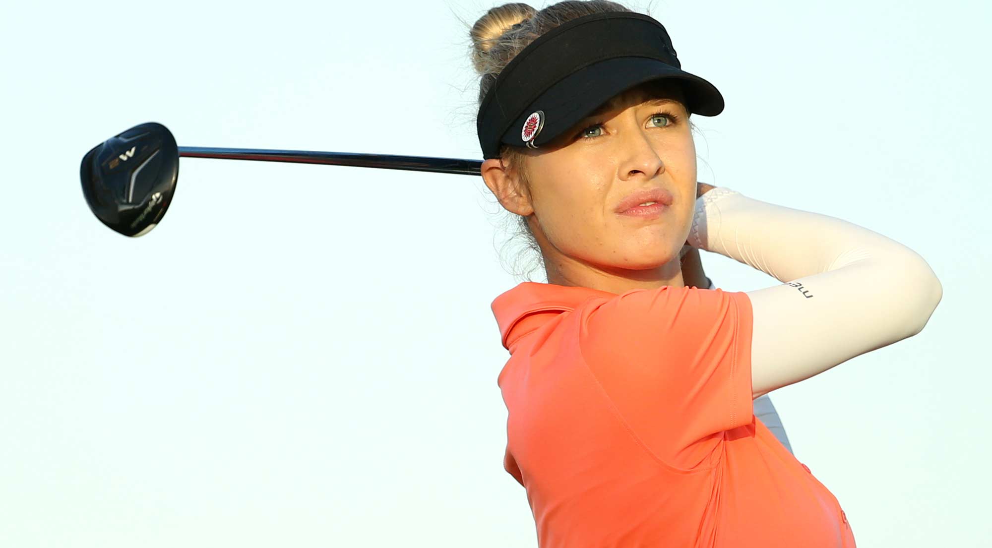 Nelly Korda of the United States hits a tee shot on the ninth hole during round one of the Pure Silk Bahamas LPGA Classic