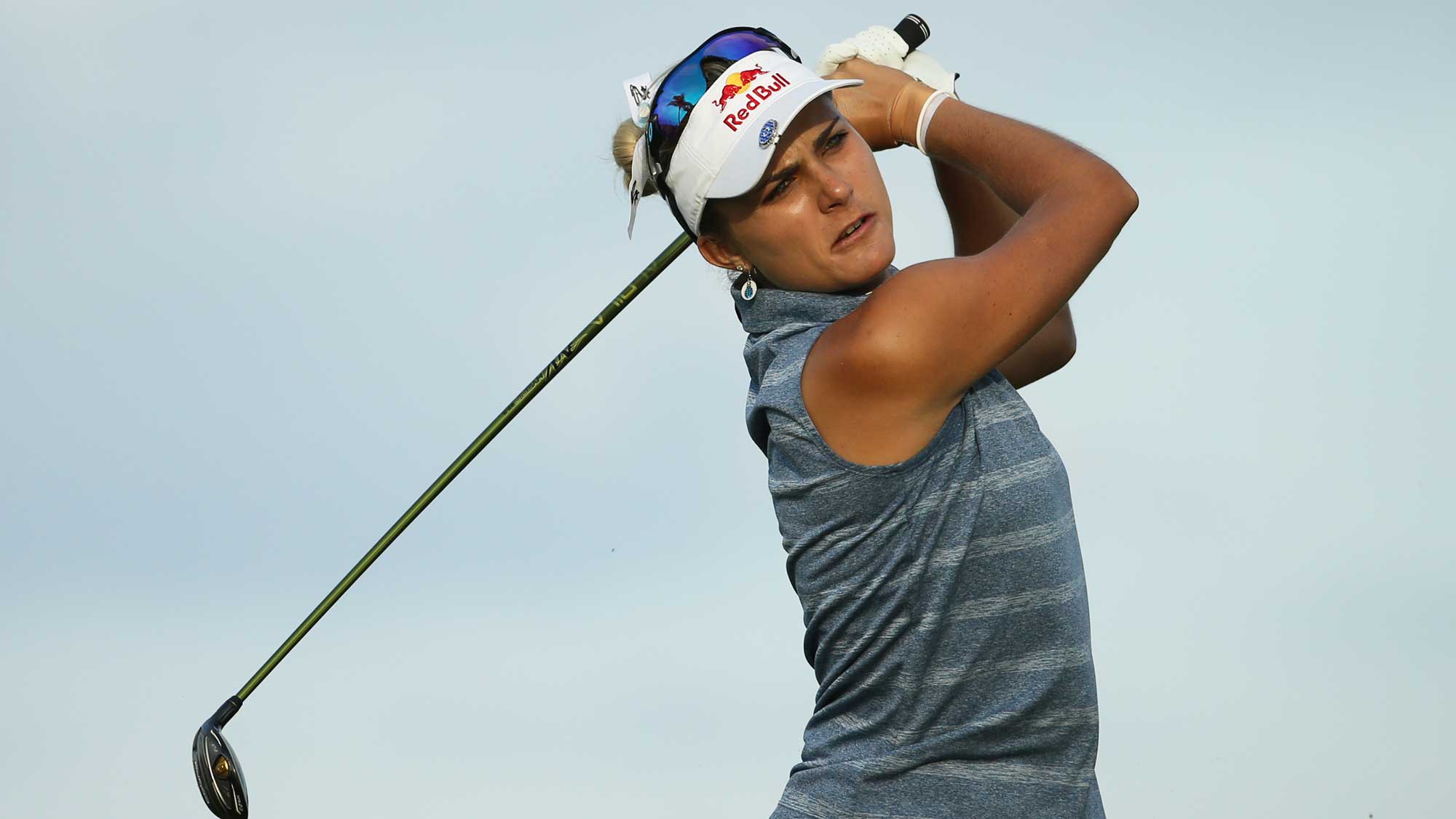 Lexi Thompson of the United States hits a tee shot on the ninth hole during round two of the Pure Silk Bahamas