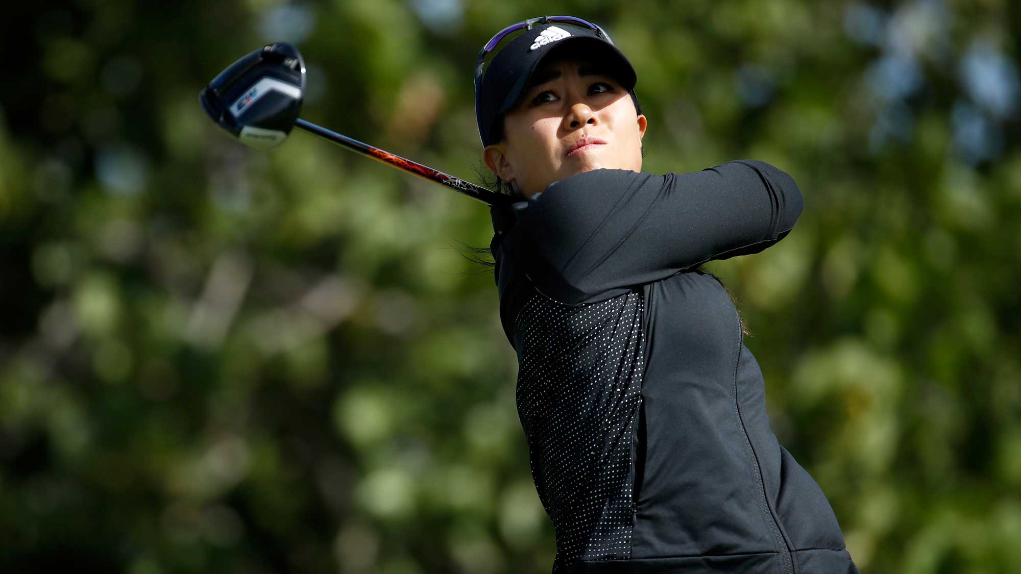 Danielle Kang hits her tee shot on the fourth hole during the second round of the Pure Silk Bahamas LPGA Classic