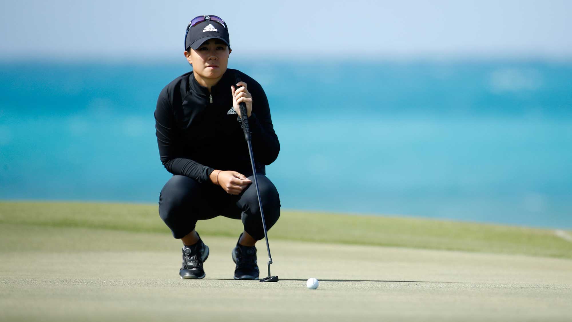 Danielle Kang lines up her putt for birdie on the eighth hole during the second round of the Pure Silk Bahamas LPGA Classic