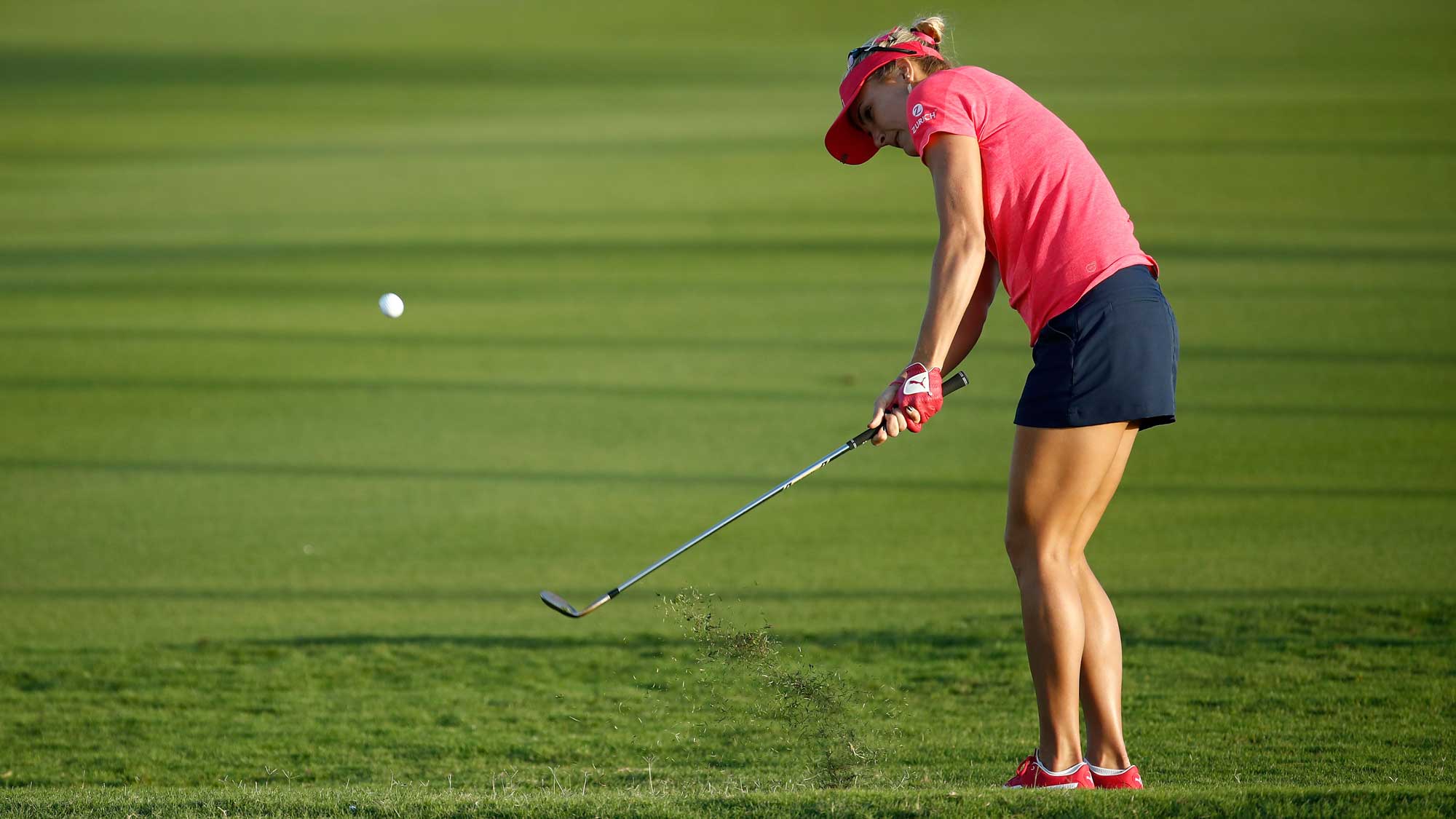 Lexi Thompson hits her third shot on the 15th hole during the second round of the Pure Silk Bahamas LPGA Classic