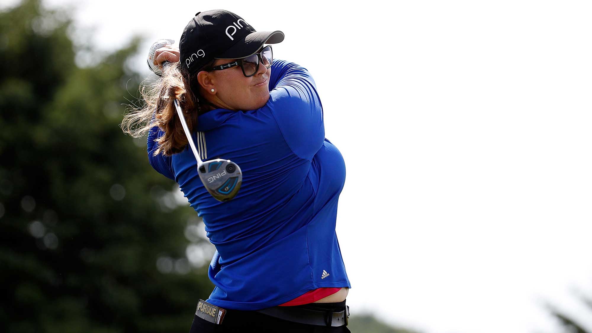 Laura Gonzalez Escallon of Belgium hits her tee shot on the seventh hole during the first round of the Thornberry Creek LPGA Classic
