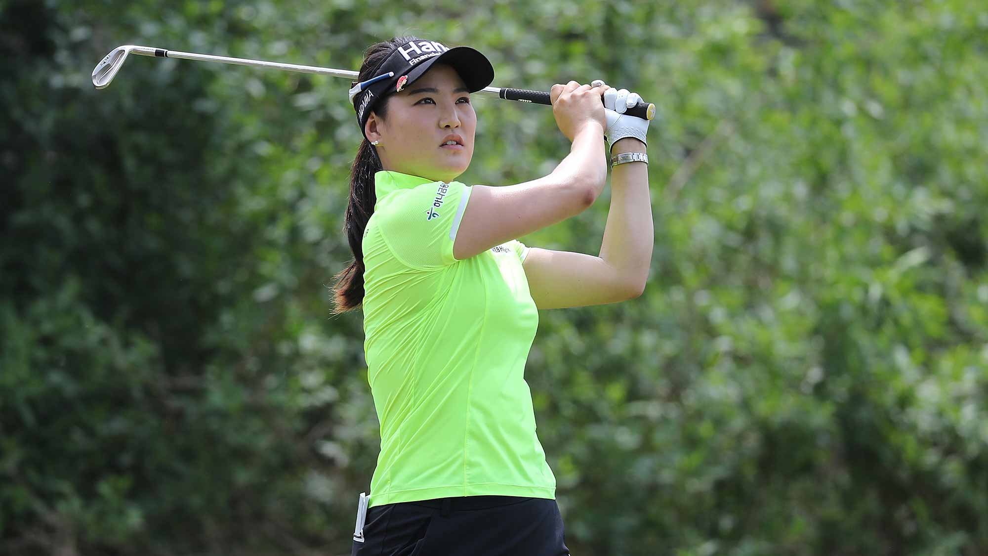 So Yeon Ryu from Thailand tees off on the second hole during the third round of the LPGA Volvik Championship