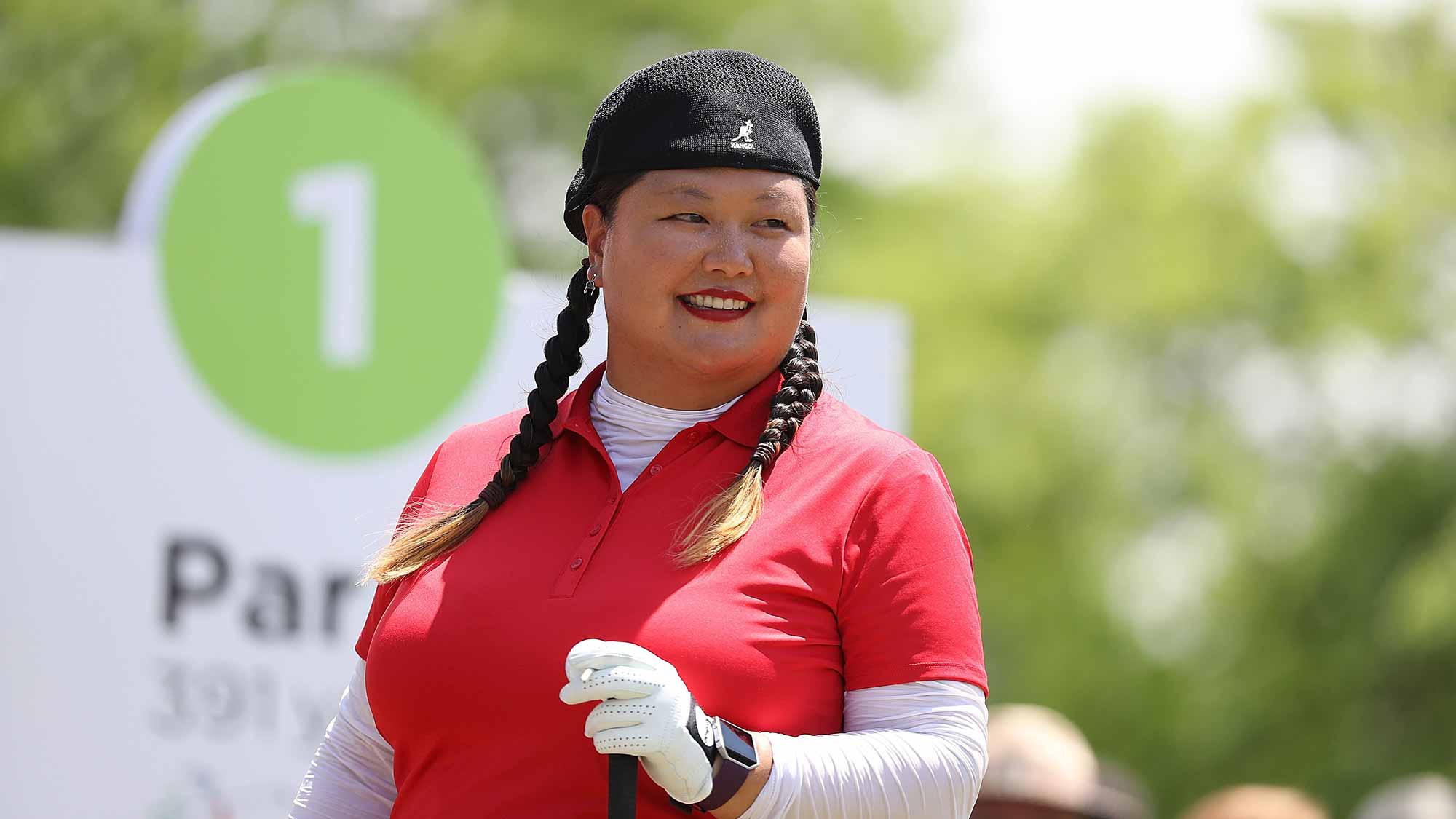 Christina Kim from the United States gets ready to start the final round of the LPGA Volvik Championship