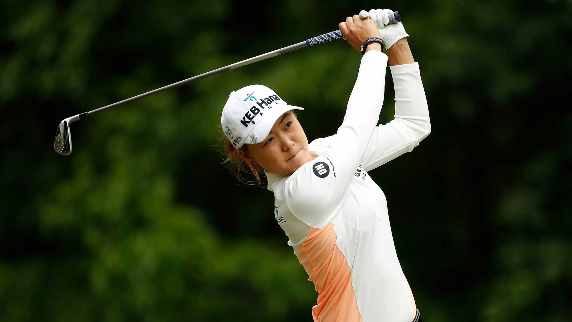 Minjee Lee of Australia watches her tee shot on the seventh hole during the second round of the LPGA Volvik Championship on May 26, 2017 at Travis Pointe Country Club Ann Arbor, Michigan