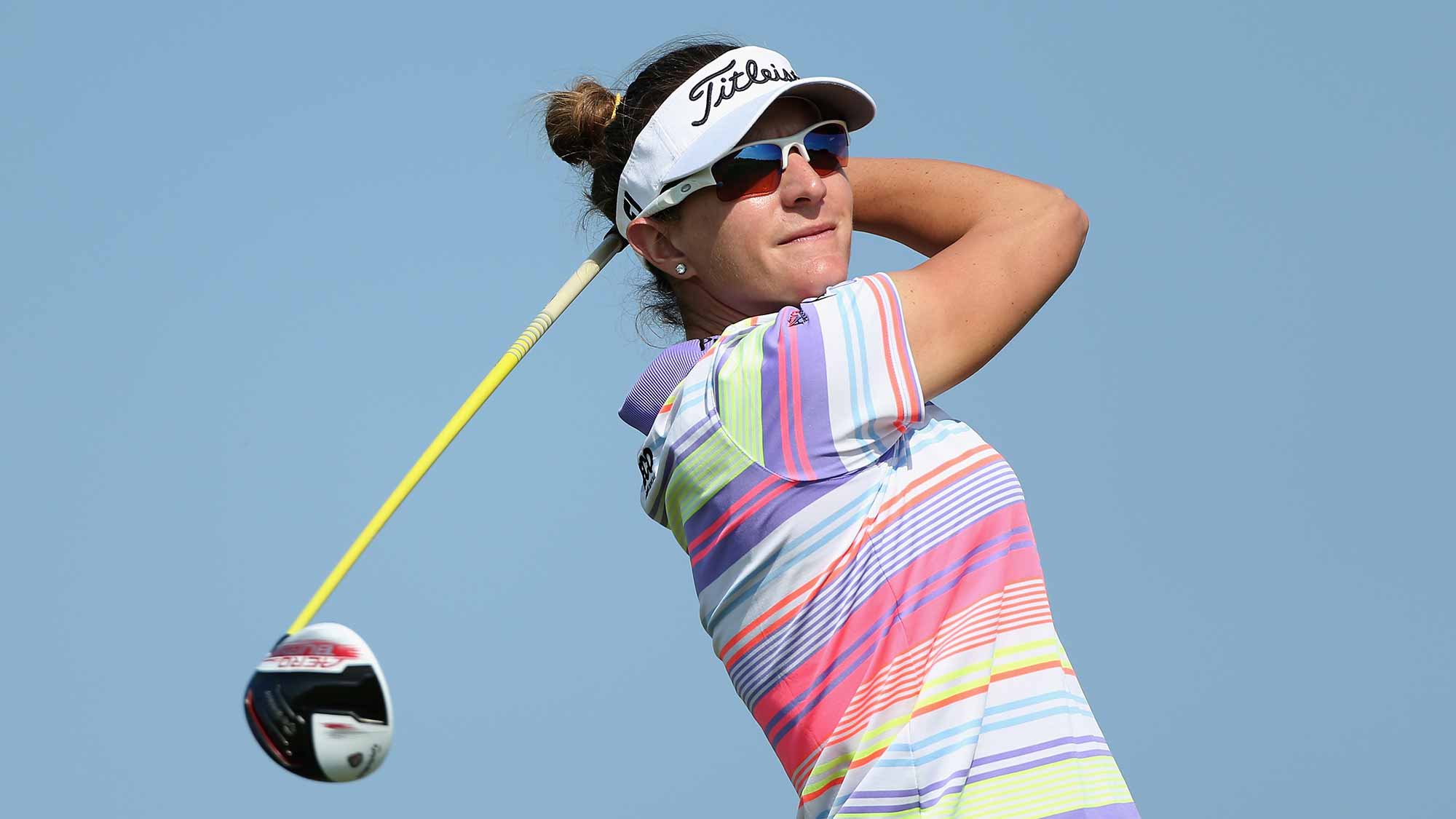 Brittany Lang tees off on the 6th hole during the first round of the Yokohama Tire LPGA Classic