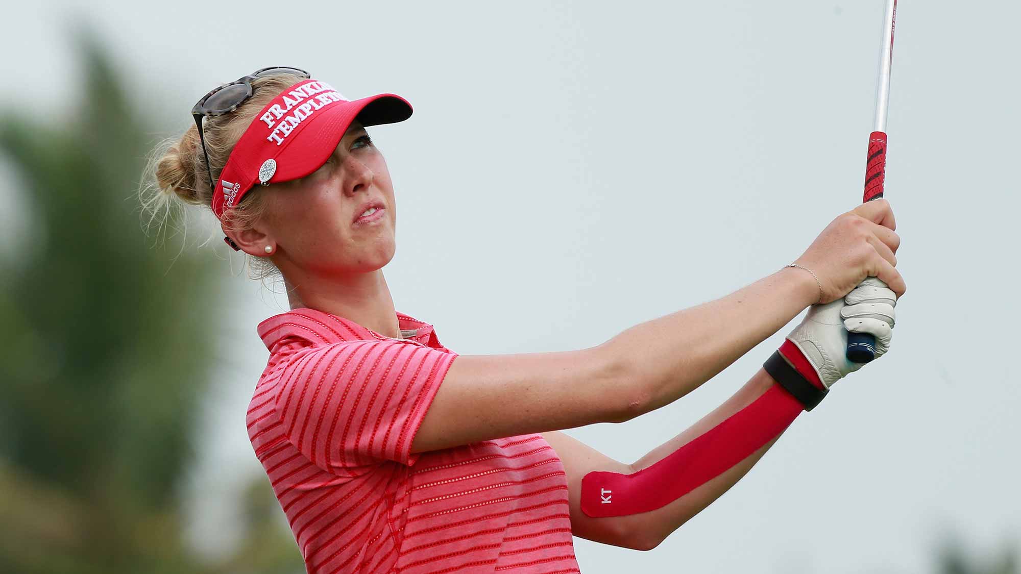 Jessica Korda of United States tee off at 17dth hole during Round 2 of Blue Bay LPGA