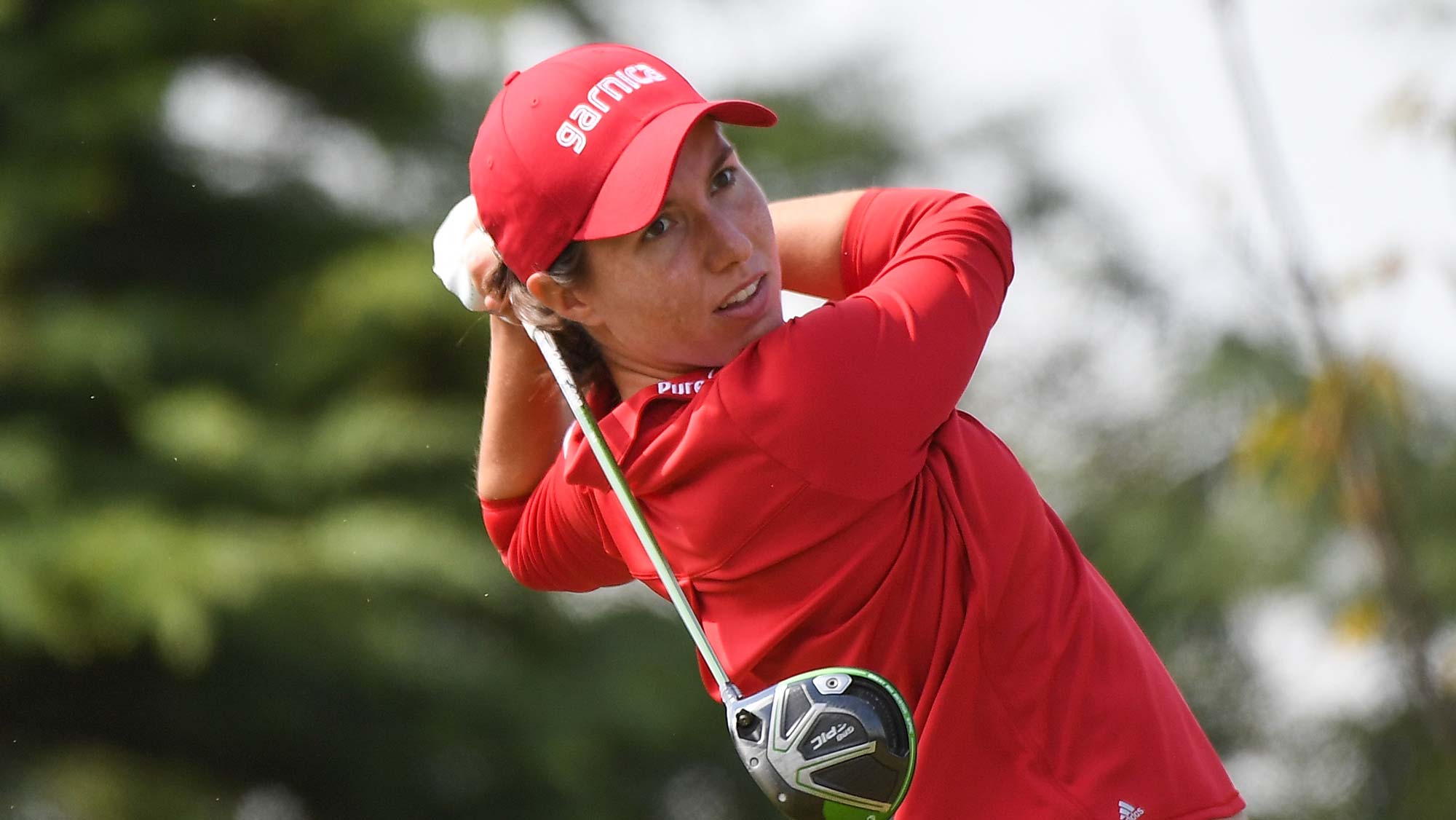 Carlota Ciganda of Spain plays a shot during the second round of the Buick LPGA Shanghai 