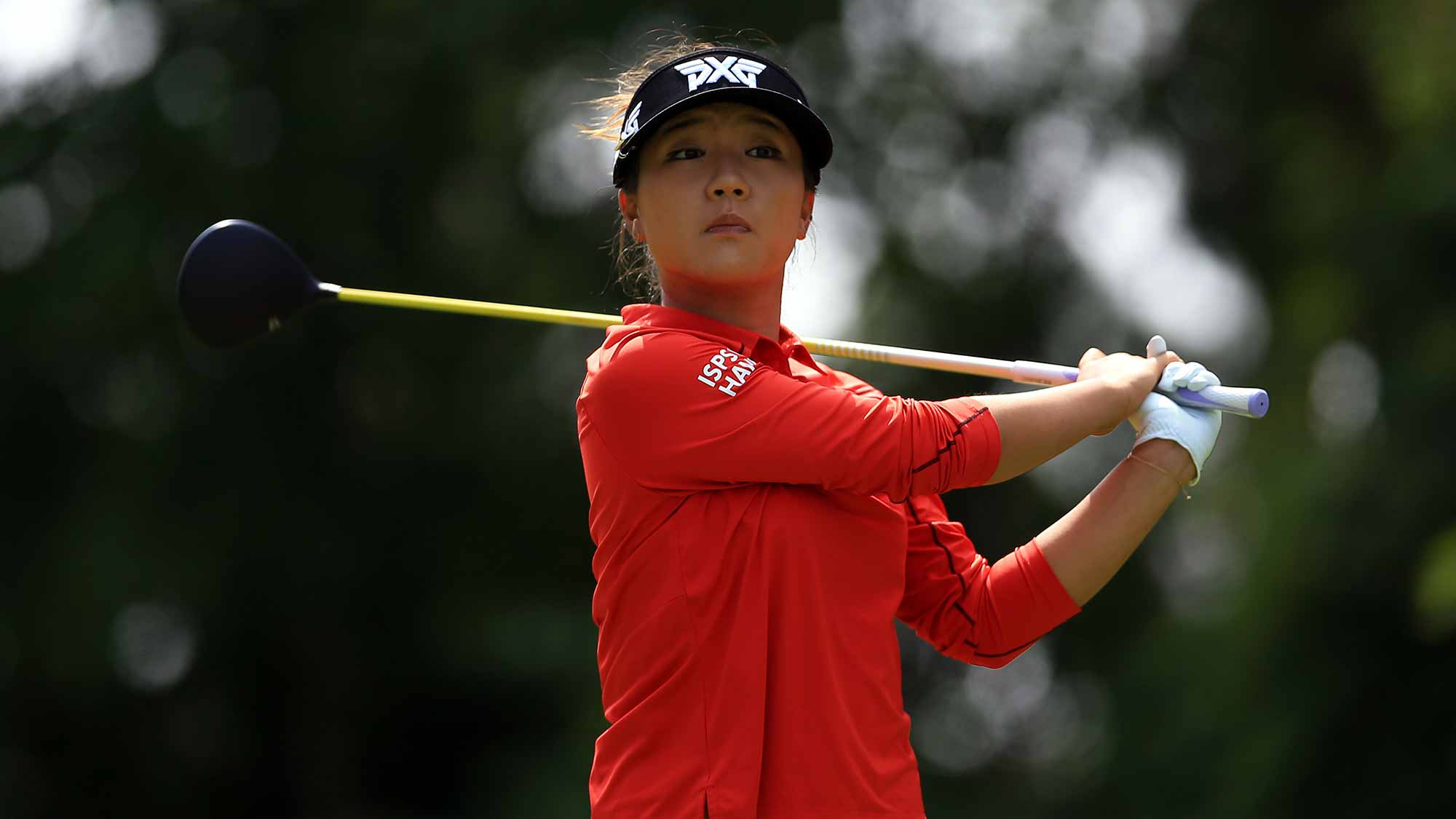 Lydia Ko of New Zealand hits her tee shot on the 11th hole during round two of the Canadian Pacific Women's Open at the Ottawa Hunt & Golf Club 