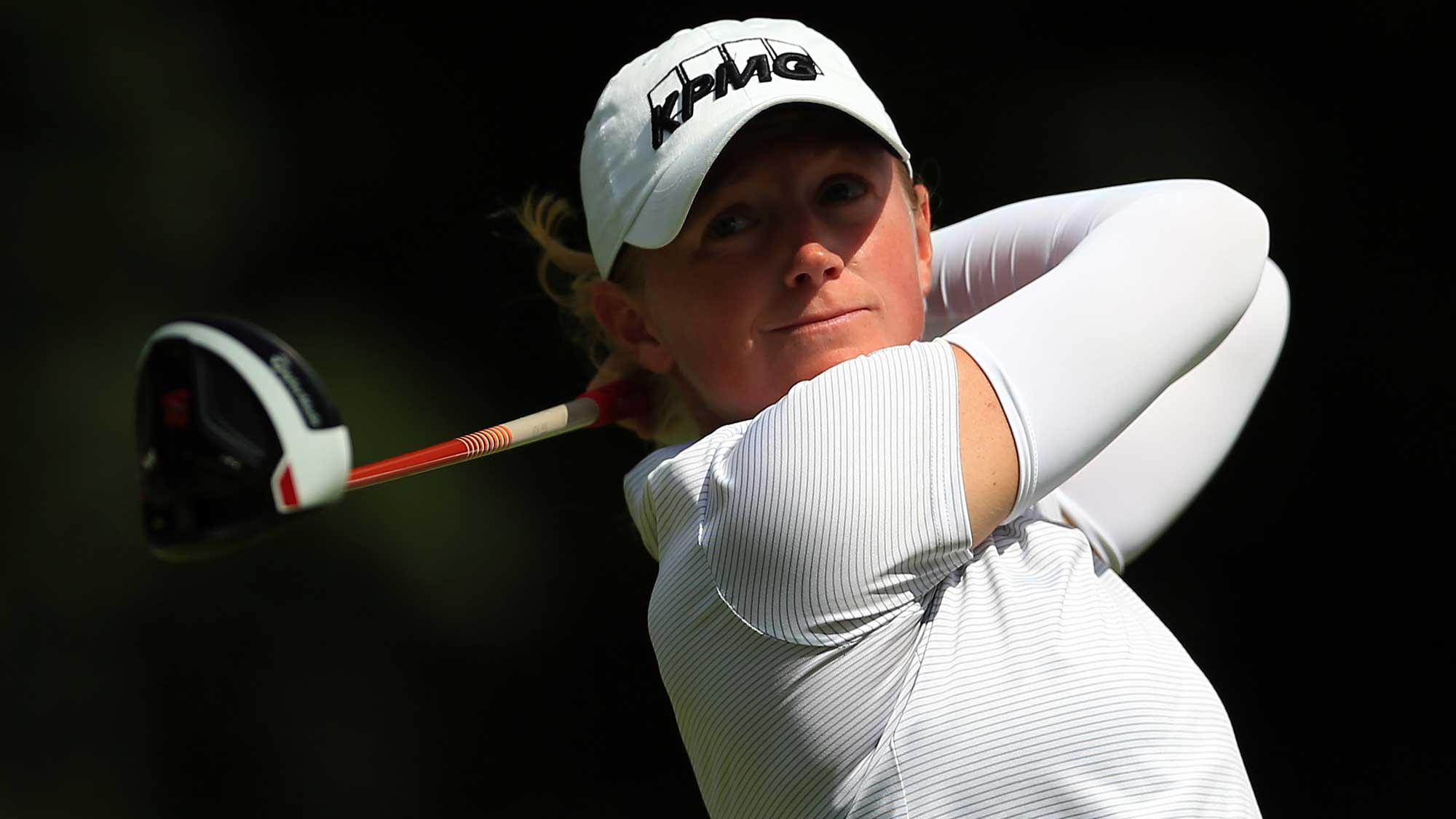 Stacy Lewis of the United States hits her tee shot on the 4th hole during round three of the Canadian Pacific Women's Open