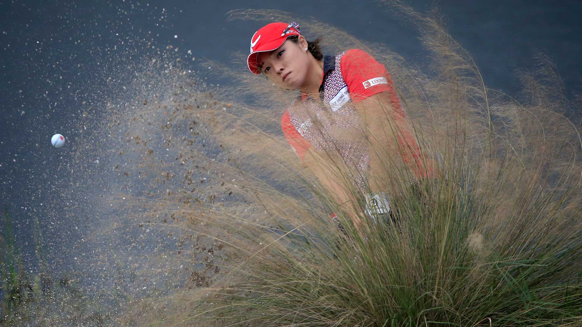 Ha Na Jang of South Korea plays a shot on the 18th hole during the third round of the CME Group Tour Championship at Tiburon Golf Club