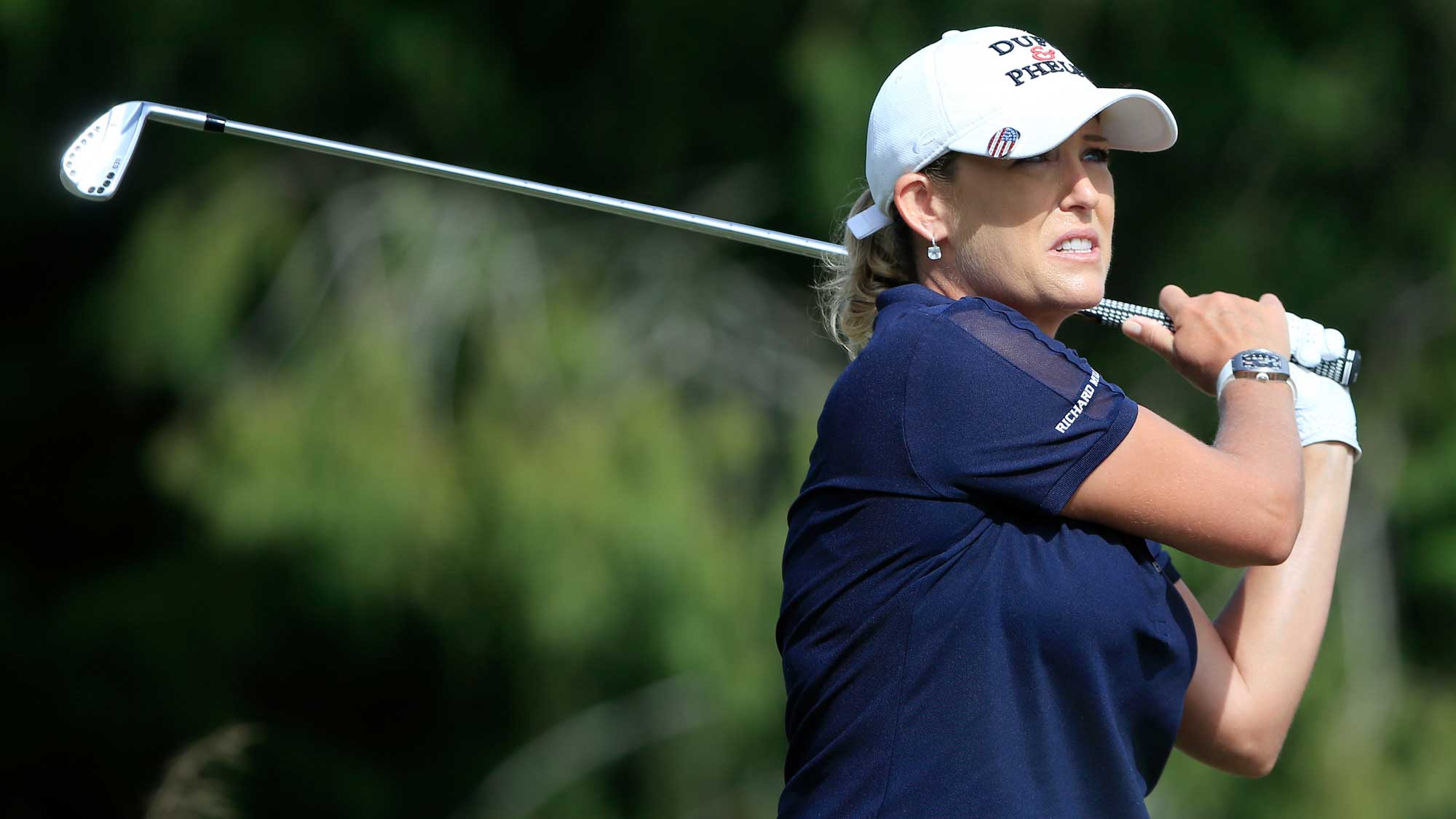 Cristie Kerr of the United States plays a shot on the fifth tee during the final round of the CME Group Tour Championship at Tiburon Golf Club