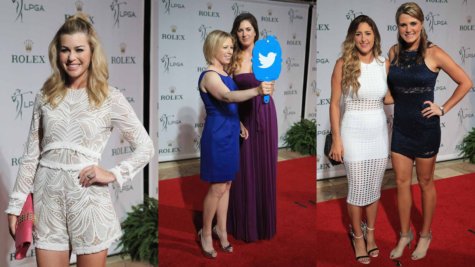 Left to Right: Paula Creamer, Morgan Pressel, Sandra Gal, Jaye Marie Green, and Lexi Thompson pose on the red carpet before the LPGA Rolex Players Awards at the Ritz-Carlton, Naples