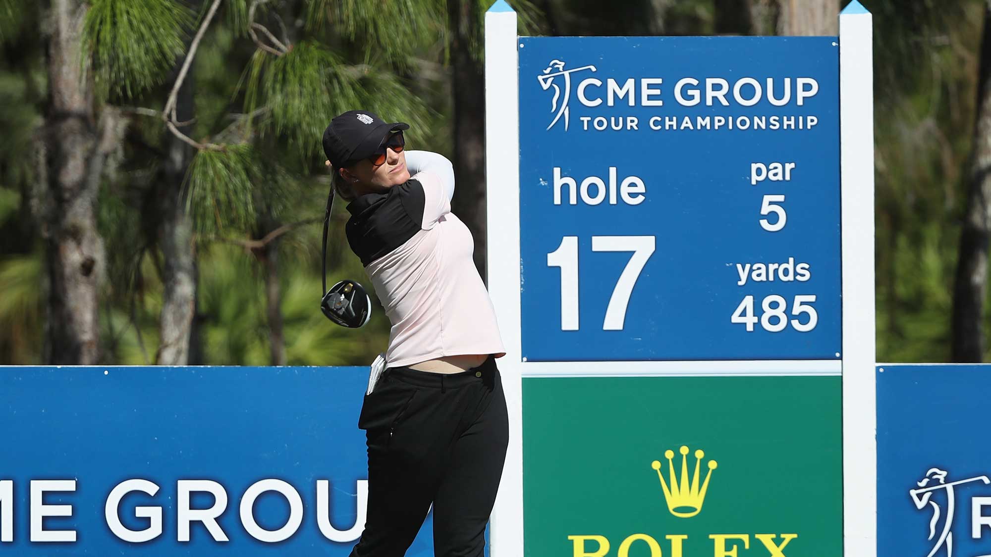 Sarah Jane Smith of Australia plays her shot from the 17th tee during round one of the CME Group Tour Championship 