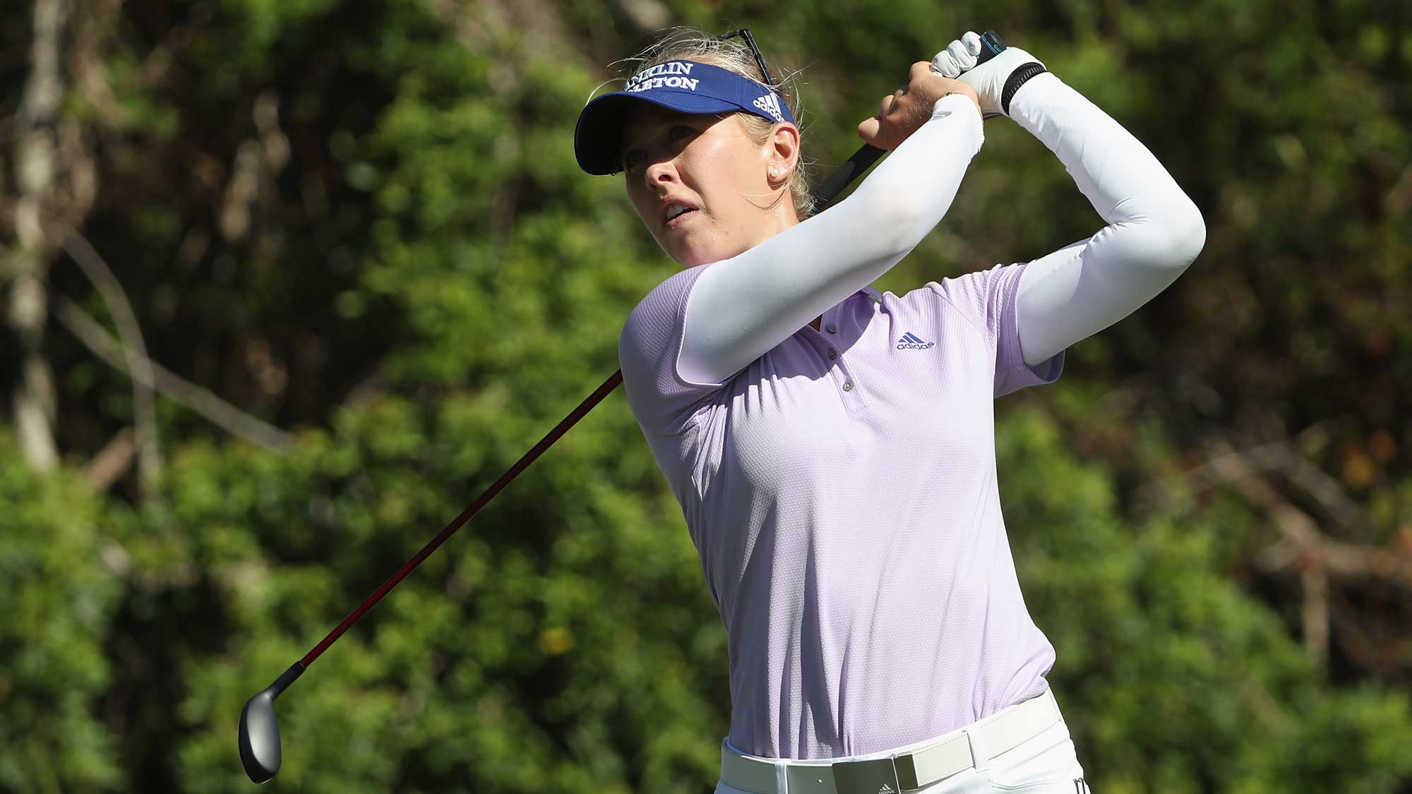 Jessica Korda of the United States plays a shot on the second hole during round two of the CME Group Tour Championship