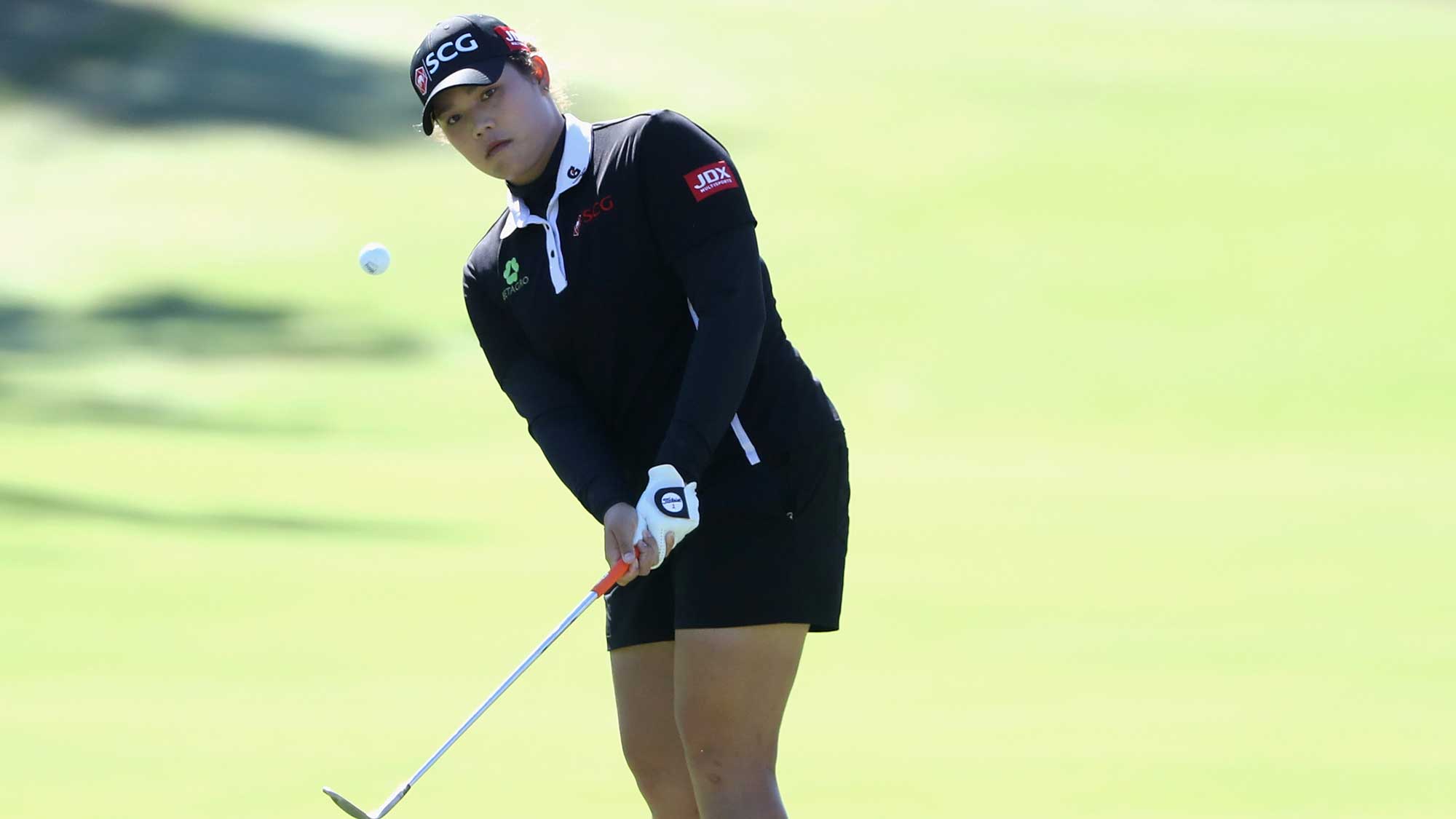 Ariya Jutanugarn of Thailand plays a shot on the second hole during the final round of the CME Group Tour Championship