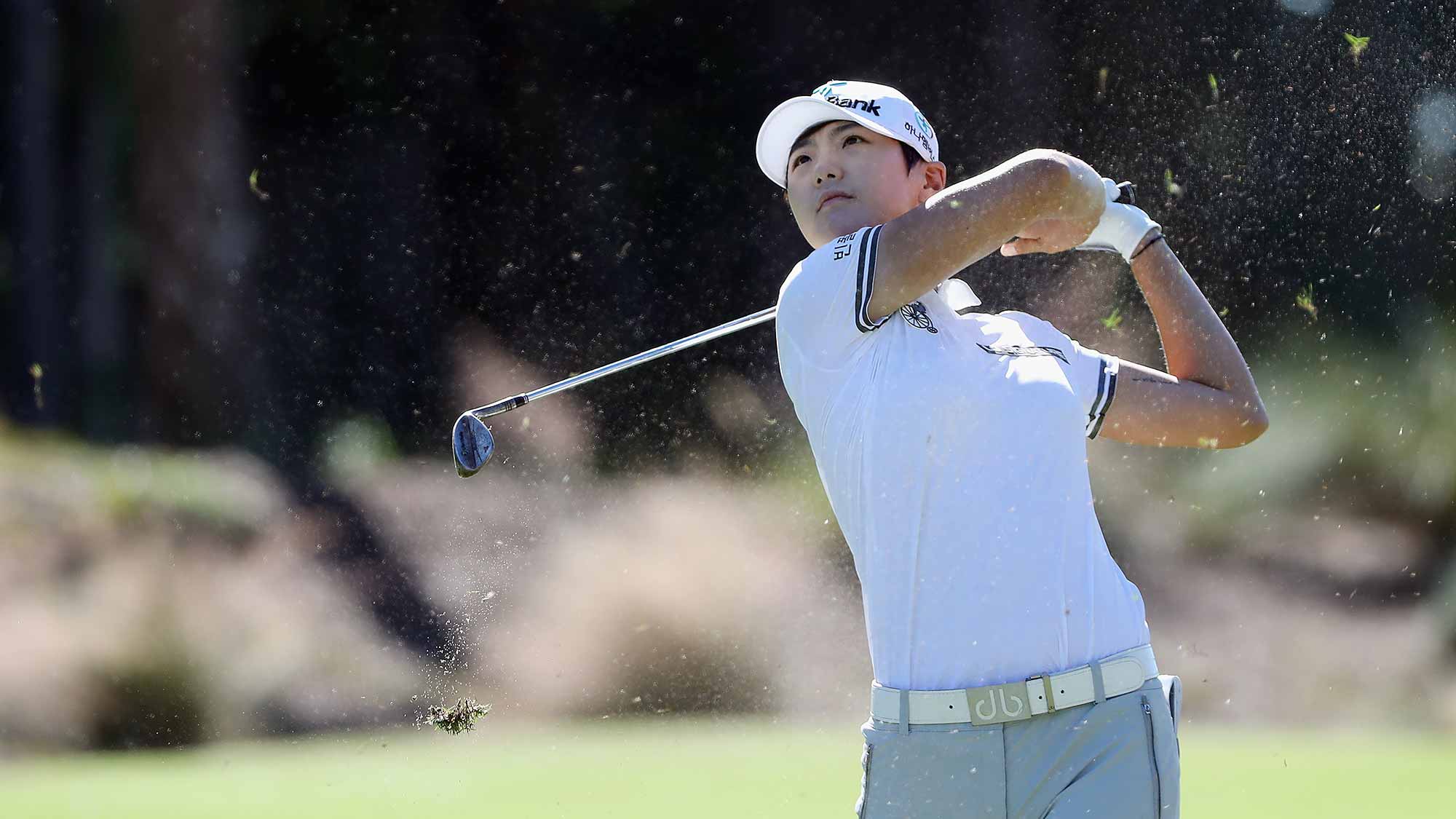 Sung Hyun Park of Korea plays a shot on the second hole during the final round of the CME Group Tour Championship