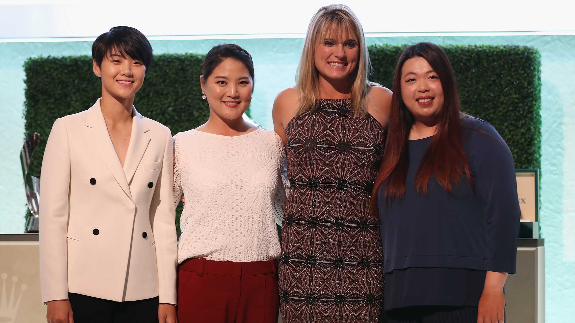 (L-R) Sung Hyun Park of Korea, So Yeon Ryu of Korea, Lexi Thompson of the United States and Shanshan Feng of China pose during the LPGA Rolex Players Awards at The Ritz-Carlton Golf Resort