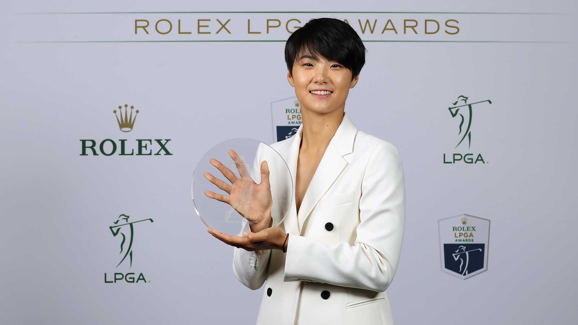Louise Suggs Rolex Rookie of the Year award recipient Sung Hyun Park of Korea poses for a portrait during the LPGA Rolex Players Awards at The Ritz-Carlton Golf Resort