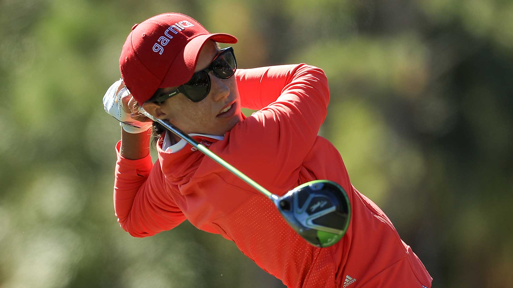 Carlota Ciganda of Spain plays her shot from the third tee during the second round of the CME Group Tour Championship
