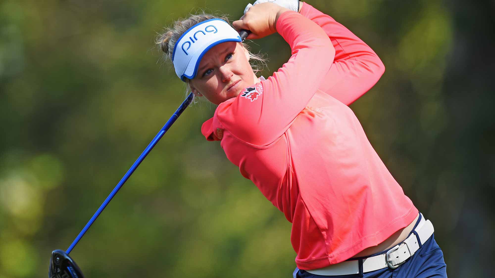 Brooke Henderson during the first round of the Evian Championship