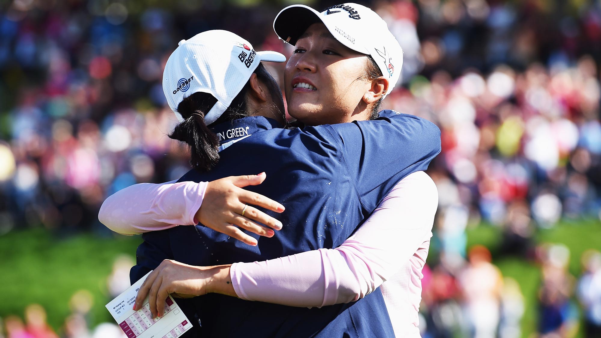 Lydia Ko of New Zealand celebrates winning on the 18th hole during the final round of the Evian Championship